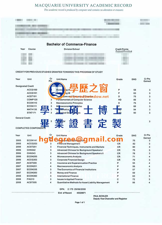 麥考瑞大學文憑式樣|購買澳洲文憑|製作麥考瑞大學畢業證書